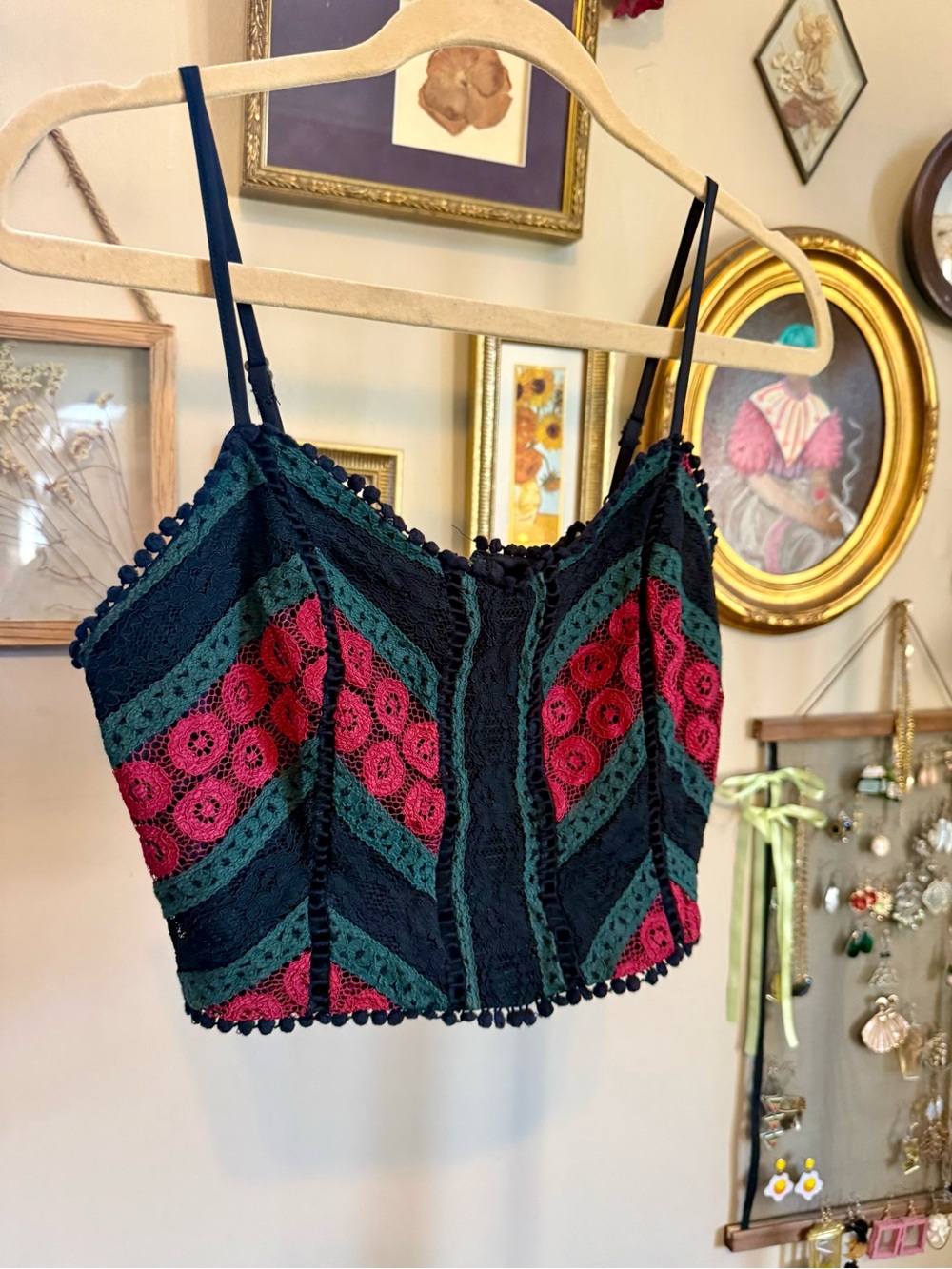 Xhilaration Navy, Teal & Fuchsia Crochet Cami - Picture 2 of 4